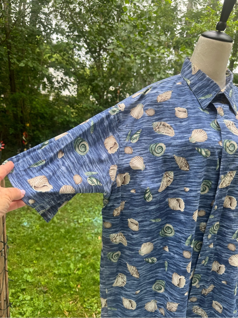 Pierre Cardin VTG XLT Blue Seashell Button Down Men's Shirt 100% Cotton - Picture 3 of 9